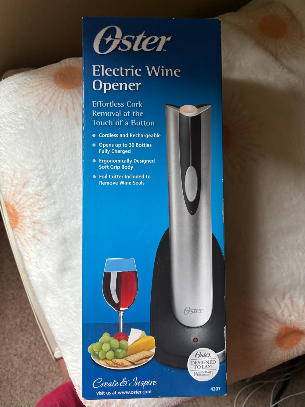 Oster Silver and Black Electric Wine Opener with Base